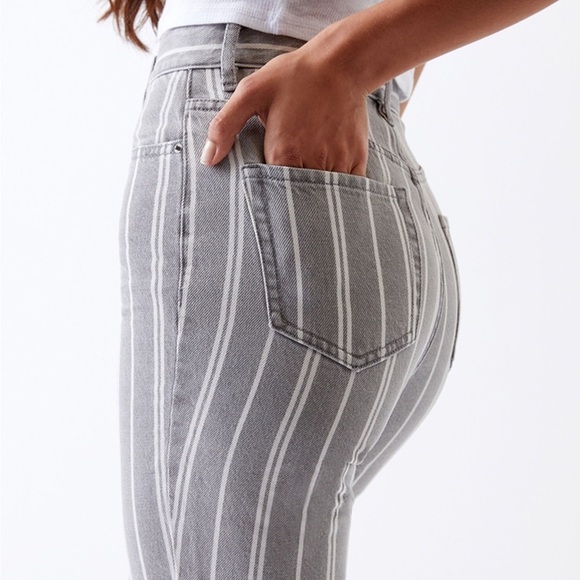 PacSun Gray Double Stripe High Waisted Straight Leg Jeans 25 - Picture 4 of 14